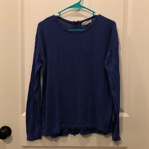 Blue knit shirt w/ zipper back detail